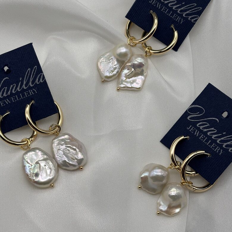 Pērļu Riņķīšu Auskari - Abstrakta Pērle