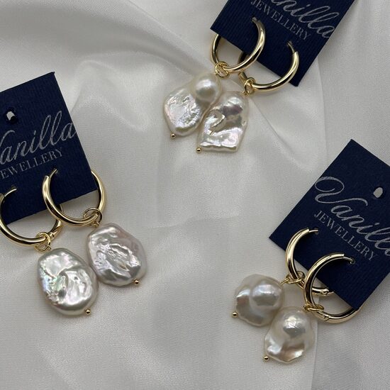 Pērļu Riņķīšu Auskari - Abstrakta Pērle