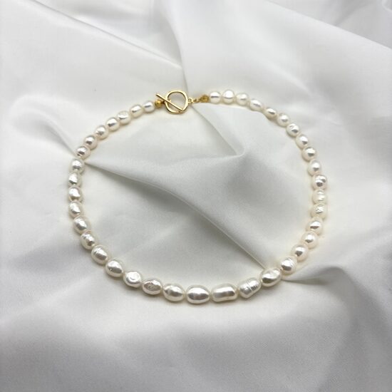 Pērļu Kaklarota - Baltas Baroka Pērles