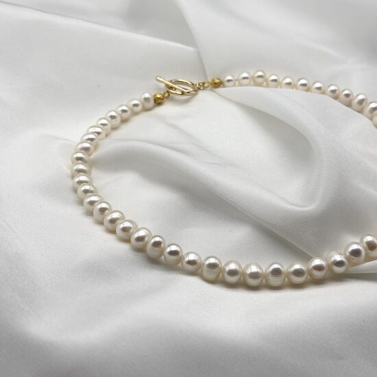 Pērļu Kaklarota - Baltas Apaļas Pērles