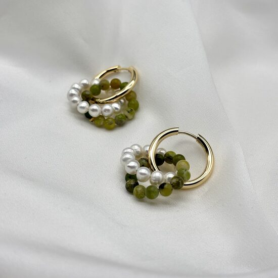 Pearl Hoop Earrings - Australian Nephrite